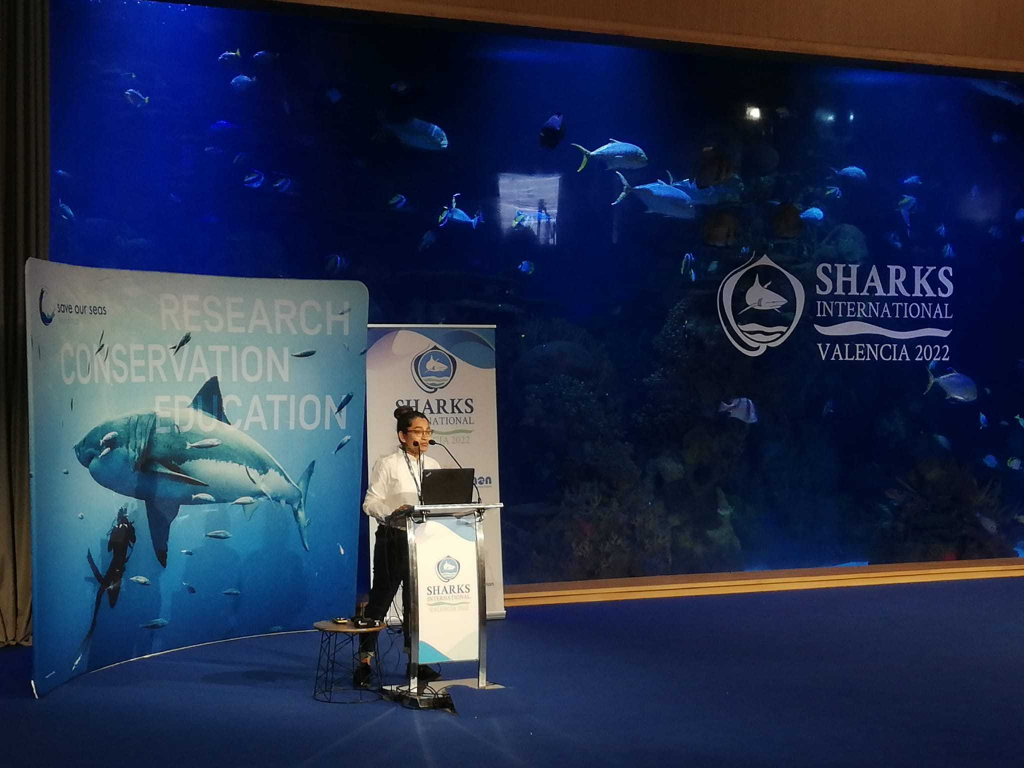 NbSI PhD researcher Alifa Haque presenting her work at Sharks International 2022