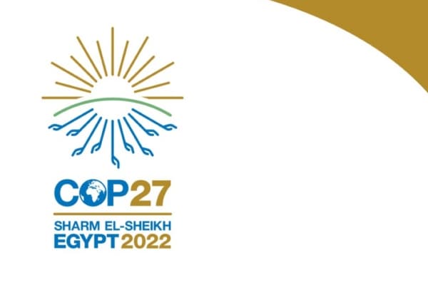 COP27 Logo. Text: COP27. Sharm El-Sheikh. Egypt 2022.
