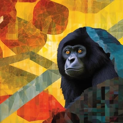 Abstract colorful illustration of a Howler monkey