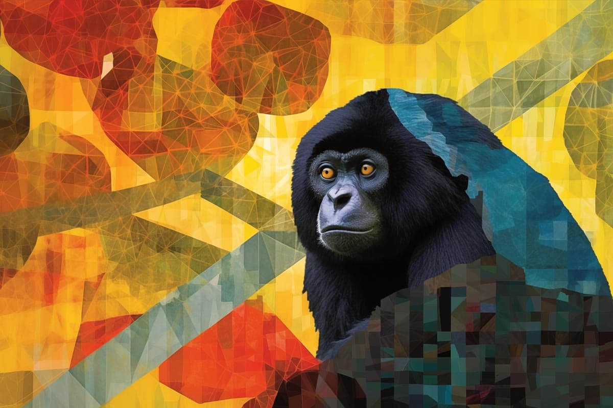 Abstract colorful illustration of a Howler monkey